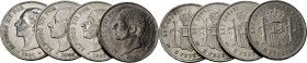 ALFONSO XII. 5 pesetas. 1881*18-81, 1884*18-84 y 1885*18-87 (2)…Lote de 4