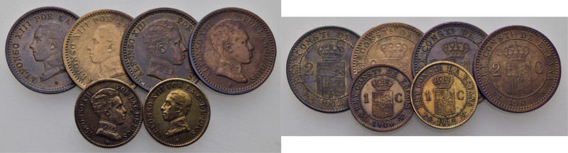 ALFONSO XIII. 2 céntimos. 1904, 1905, 1911 y 1912. 1 céntimo de 1906 y 1912. Tod...