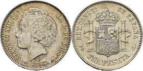 ALFONSO XIII. 1 peseta. 1893*19-93. PGL. Casi EBC+
