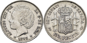 ALFONSO XIII. 1 peseta. 1893*18-93. PGL. EBC/casi EBC-