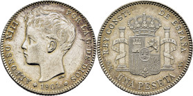 ALFONSO XIII. 1 peseta. 1901*19-01. SMV. EBC-/EBC