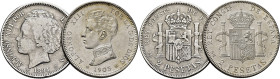 ALFONSO XIII. 2 pesetas. 1894*18-94. PGV. Lote de 2