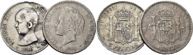 ALFONSO XIII. 5 pesetas. 1890*18-90 y 1894*18-x. PGM y PGV. Lote de 2