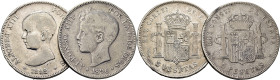 ALFONSO XIII. 5 pesetas. 1892*18-92 y 1896*18-96. PGM y PGV. Lote de 2