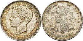 ALFONSO XIII. 5 pesetas. 1898*18-98. SGV. Cierto atractivo