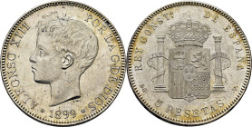 ALFONSO XIII. 5 pesetas. 1899*18-99.  SGV. SC-. Atractiva