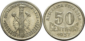 II REPÚBLICA. GUERRA CIVIL. Consejo de Asturias y León. Gijón. 50 céntimos. SC-/EBC+