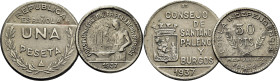 II REPÚBLICA. Consejo de Santander, Palencia y Burgos. 1 peseta y 50 c… lote de 2