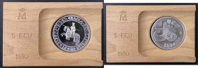 JUAN CARLOS I. Alfonso X el Sabio. 5 ecu. 1990. FNMT. PROOF FDC