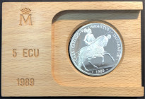 JUAN CARLOS I. 5 ecu. 1989. Carlos V Emperador. PROOF FDC