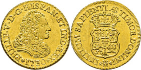 FELIPE V. Madrid. 2 escudos. 1730. Sin ensayador. EBC/EBC+