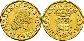 FERNANDO VI. Sevilla. 1/2 escudo. 1749. PJ. EBC- o algo mejor. Atractiva