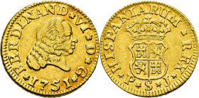 FERNANDO VI. Sevilla. 1/2 escudo. 1751. PJ. MBC+/EBC-