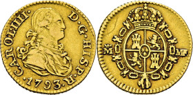 CARLOS IV. Madrid. 1/2 escudo. 1793. MF. Rara