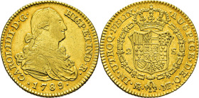 CARLOS IV. Madrid. 2 escudos. 1789. MF. MBC+/casi EBC. Atractivo reverso