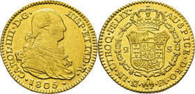 CARLOS IV. Madrid. 2 escudos. 1805. FA. Casi EBC-/casi EBC. Atractiva