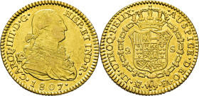 CARLOS IV. Madrid. 2 escudos. 1807. FA. MBC+/EBC-. Cierto atractivo