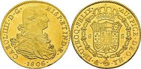 CARLOS IV. Méjico. 8 escudos. 1806. TH. SC-/SC. Estupenda. Muy rara