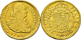 CARLOS IV. Popayán. 1 escudo. 1792. JF. MBC+/EBC-