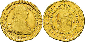 CARLOS IV. Popayán. 1 escudo. 1804. JF. MBC+/EBC-. Bonito tono