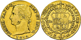 JOSÉ NAPOLEÓN. Madrid. 80 reales. 1912 sobre 1. AI. Muy escasa