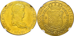 FERNANDO VII. Lima. 8 escudos. 1813. JP. AU58. EBC/EBC+. Buen ejemplar. Escasa