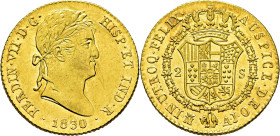 FERNANDO VII. Madrid. 2 escudos. 1830. AJ. SC-/csai SC. Estupenda. Bello resplandor