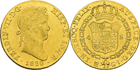 FERNANDO VII. Madrid. 4 escudos. 1820. GJ. SC-. Estupenda. Atractiva. Escasa
