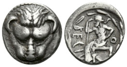 Bruttium, Rhegium Drachm circa 450-445 - Ex Sotheby's sale 21 November 1985, 26. Privately purchased from Baldwin. From the GMRH collection.