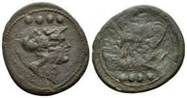 CA series Triens circa 206-195 - Overstruck on an Acarnanian bronze.