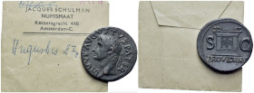 Divus Augustus. Dupondius Rome circa 22-30 - Aquired Jacques Schulman, Amsterdam. Sold with collector's bag.