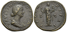 Faustina junior, daughter of Antoninus Pius and wife of Marcus Aurelius Sestertius Rome circa 161-176 - From the Richard Margolis and Tenby collection...