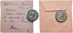 Septimius Severus, 193-211 Denarius Laodicea circa 198-200 - Sold with original collector's ticket.