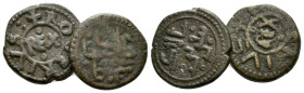 Messina The Normans in South Italy and Sicily. Tancredi of Hauteville King with his son Roger, 1191-1193 Lot of 2 Follari circa 1191-1193 - Ex Naville...
