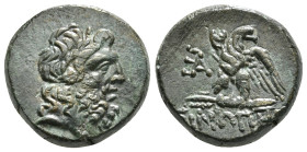 PAPHLAGONIA. Sinope. Ae (Circa 95-90 or 80-70 BC). Struck under Mithradates VI Eupator.
Obv: Laureate head of Zeus right.
Rev: ΣΙΝΩΠΗΣ.
Eagle, with he...