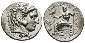 KINGS OF MACEDON. Alexander III 'the Great' (336-323 BC). Tetradrachm. Tarsos.
Obv: Head of Herakles right, wearing lion skin.
Rev: BAΣIΛEΩΣ AΛΕΞΑΝΔΡΟ...