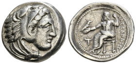 KINGS OF MACEDON. Alexander III 'the Great' (336-323 BC). Tetradrachm. Amphipolis. Lifetime issue.
Obv: Head of Herakles right, wearing lion skin.
Rev...