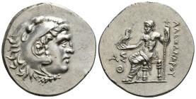 KINGS OF MACEDON. Alexander III 'the Great' (336-323 BC). Tetradrachm. Aspendos. Dated CY 9 (Circa 204/3).
Obv: Head of Herakles right, wearing lion ...