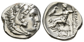 KINGS OF MACEDON. Alexander III 'the Great' (336-323 BC). Drachm. 
Obv: Head of Herakles right, wearing lion skin.
Rev: AΛΕΞΑΝΔΡΟΥ.
Zeus seated left o...