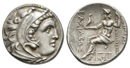 KINGS OF MACEDON. Alexander III 'the Great' (336-323 BC). Drachm. 
Obv: Head of Herakles right, wearing lion skin.
Rev: AΛΕΞΑΝΔΡΟΥ.
Zeus seated left o...