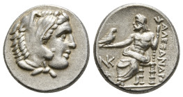 KINGS OF MACEDON. Alexander III 'the Great' (336-323 BC). Drachm. Sardeis. Lifetime issue.
Obv: Head of Herakles right, wearing lion skin.
Rev: AΛΕΞΑΝ...