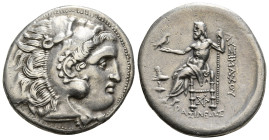 KINGS OF THRACE (Macedonian). Lysimachos (305-281 BC). Tetradrachm. Kolophon.
Obv: Head of Herakles right, wearing lion skin.
Rev: ΛYΣIMAXOY BAΣIΛEΩ...