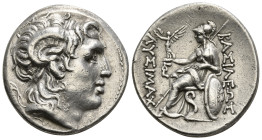 KINGS OF THRACE (Macedonian). Lysimachos (305-281 BC). Tetradrachm. 
Obv: Diademed head of the deified Alexander right, with horn of Ammon.
Rev: BAΣΙΛ...