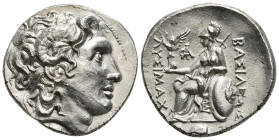 KINGS OF THRACE (Macedonian). Lysimachos (305-281 BC). Tetradrachm.
Obv: Diademed head of the deified Alexander right, with horn of Ammon.
Rev: BAΣΙΛΕ...