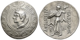 KINGS OF MACEDON. Antigonos II Gonatas. (277/6-239 BC). Tetradrachm. Amphipolis.
Obv: Macedonian shield with head of Pan right on boss.
Rev: ΒΑΣΙΛΕΩ...