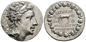 KINGS of PONTOS. Mithradates VI Eupator. Circa 120-63 BC. AR Tetradrachm. Pergamon mint. Dated month 13, year 223 BE (October 74 BC). Diademed head ri...