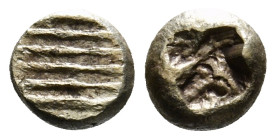 IONIA, Uncertain. Circa 650-600 BC. EL 1/24 Stater. Milesian standard. Striated type. Flattened striated surface / Incuse square punch. Weidauer -; Tr...