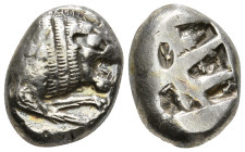 CARIA. Mylasa(?) Stater (Circa 520-490 BC).
Obv: Forepart of lion right.
Rev: Quadripartite incuse square. 10,63 g - 20,40 mm
