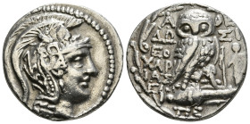 ATTICA. Athens. Tetradrachm (99/8 BC). New Style Coinage. Dositheos, Charias and Dion-, magistrates. Obv: Helmeted head of Athena right. Rev: A - ΘE /...