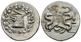 IONIA. Ephesos. Attalos III (King of Pergamon, 138-133 BC). Cistophor. Dated RY 2 (138/7 BC).
Obv: Cista mystica with serpent; all within ivy wreath.
...